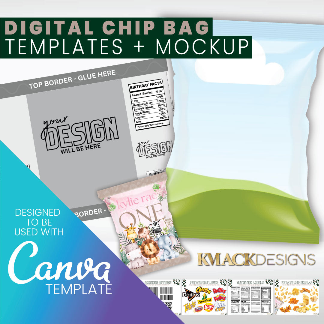 Chip Bag Template, Canva Chip Bag Mockup